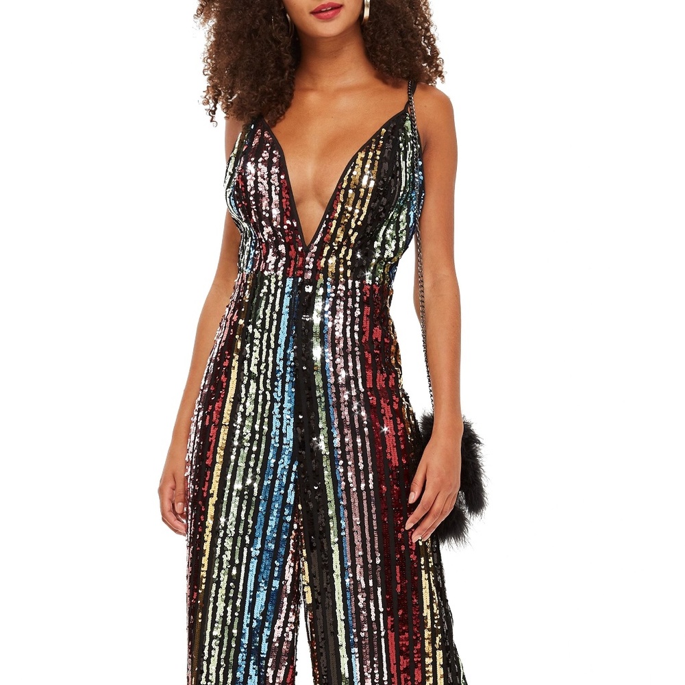 Topshop Rainbow Sequins Jumpsuit